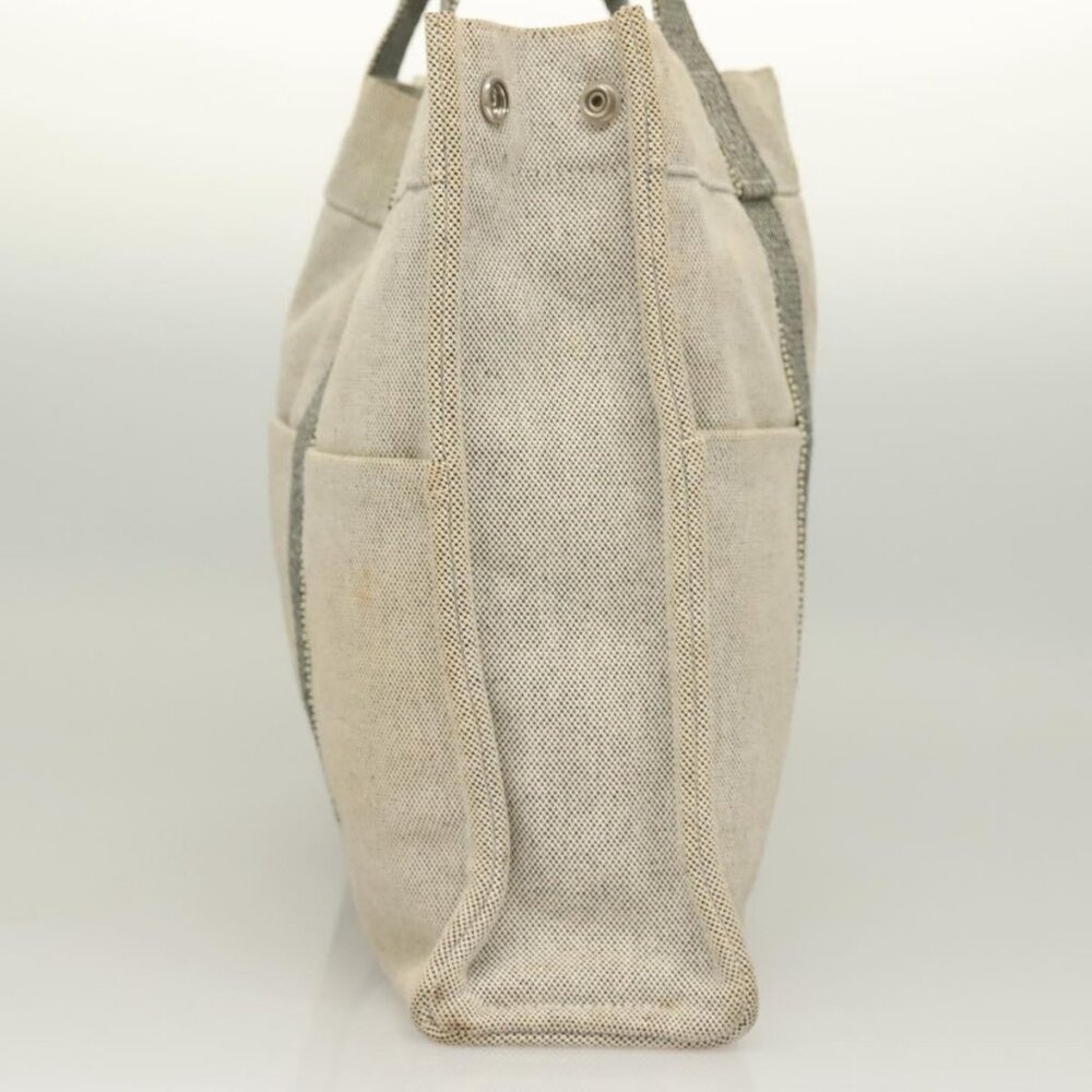 HERMES New Fourre Tout MM Hand Bag Canvas Gray Silver Auth bs27031 - Picture 4 of 16
